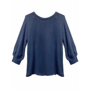 Navy Blue Loose Fit Top With Back Tie Detail